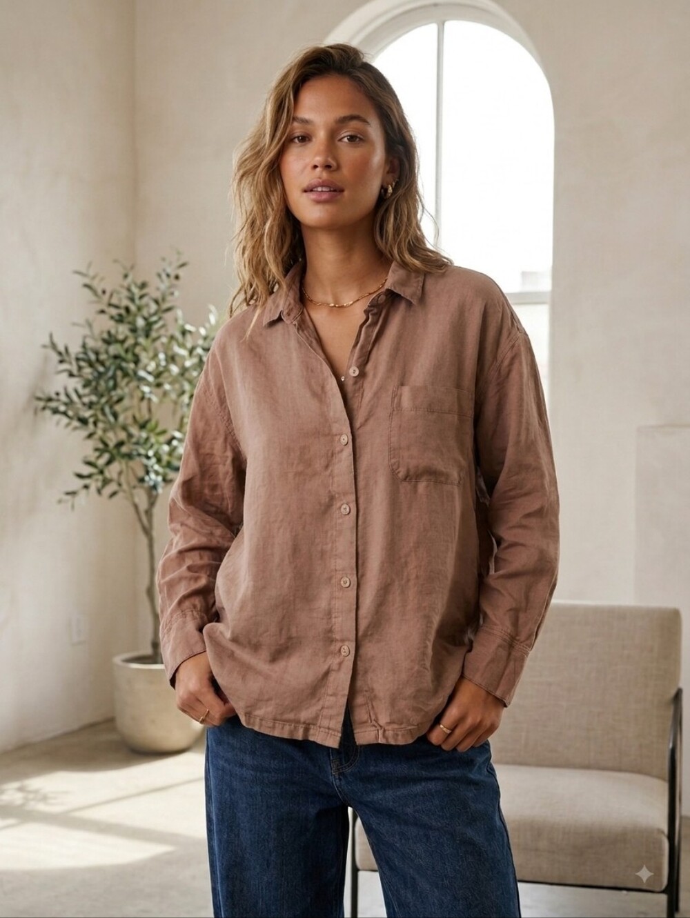 Parachute 100% Linen Button Down Top